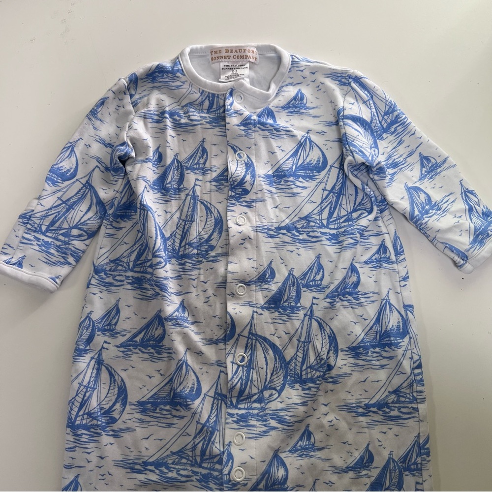 The Beaufort Bonnet Company Twinkle Converter Gown Blue White Nautical Sailing